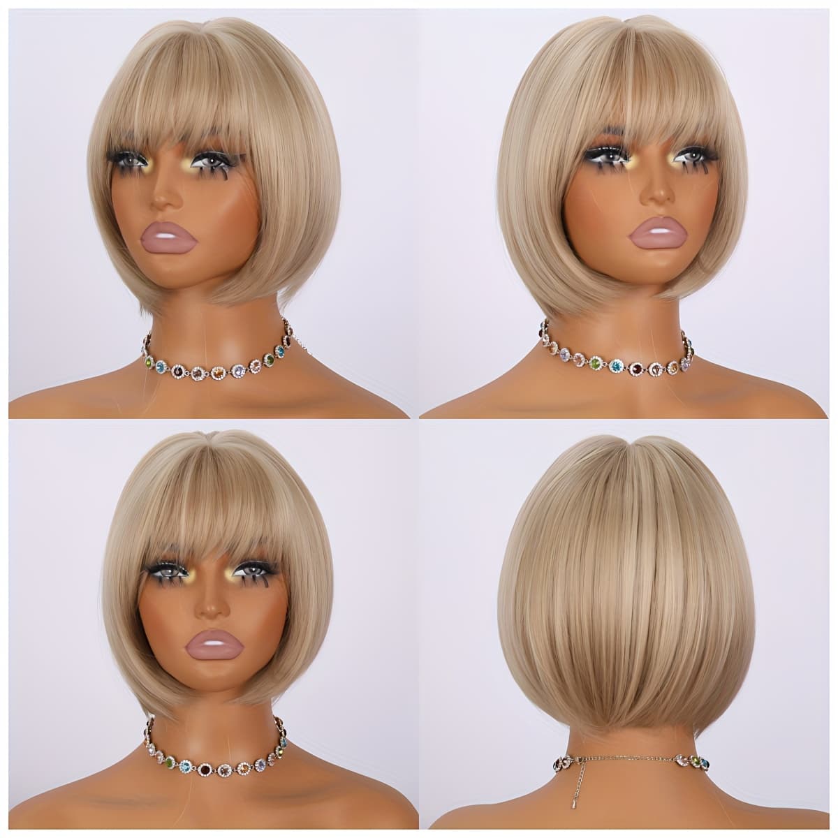 TEMU Back-to-school Blonde Bob Wig With Bangs-sleek, Versatile Style For Daily Wear And Commuting-perfect For Students And Everyday Chic!