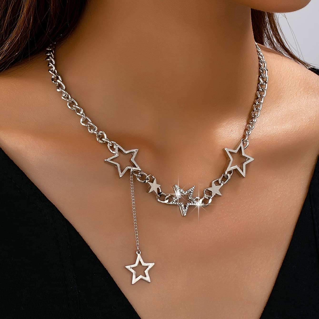 TEMU 1pc Hip-hop Hot Star Tassel Individual All-match 's Pendant Necklace
