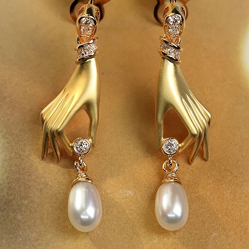TEMU Featuring Delicate And Inlaid With Zirconia, Pearl Drop Earrings Are Fashionable Jewelry Additions For Women, Suitable For Parties And Everyday Wear ( Included)