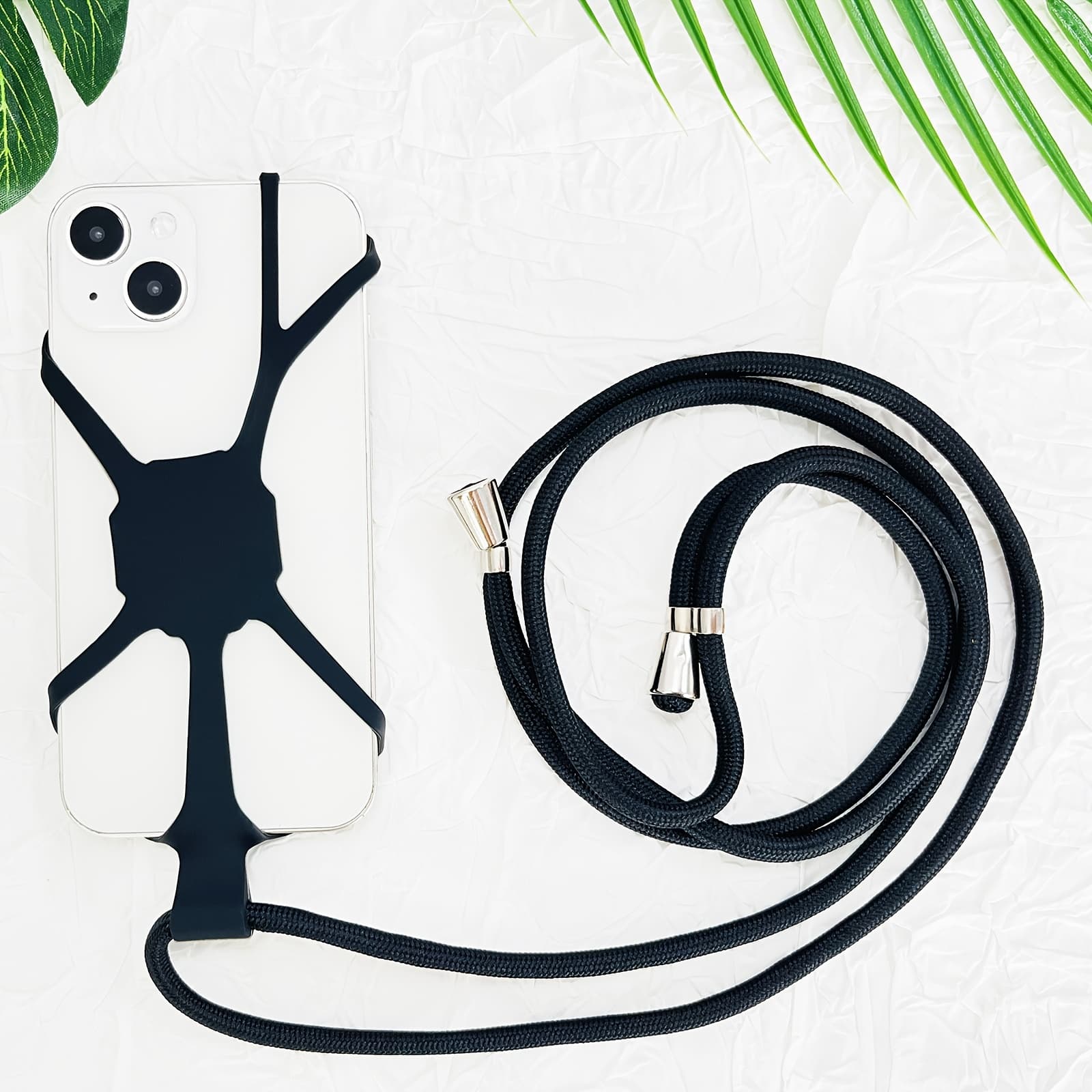 TEMU Silicone Strap Phone Case Suitable For 5-6.7 Inch Models, Universal Phone Case, Comes With An 80 Cm Long Silicone Cord And A 160 Cm Long Nylon Cord,