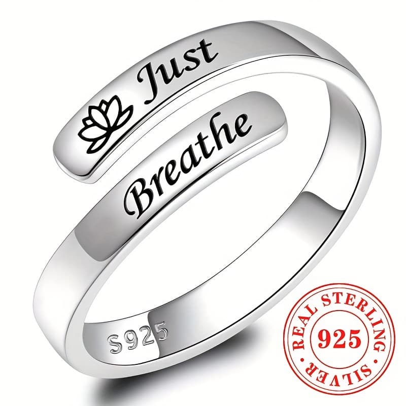 TEMU 1 Women's Fashion Ring S925 Sterling Silver Engraved Lotus Open Adjustable Ring Women' Leisure Ring