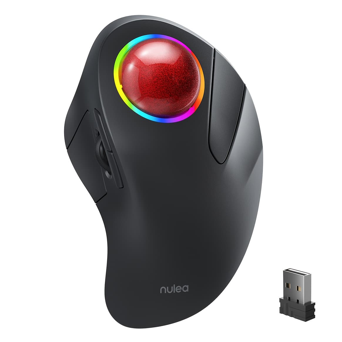 TEMU Wireless Rgb Trackball Mouse, Rechargeable Ergonomic Rollerball Mouse, Easy Index Finger Control With 5 Adjustable Dpi, 3 Device Connection For Pc, Laptop, , , Windows,