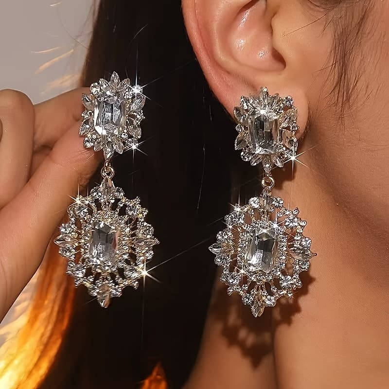 TEMU 1 Pair Of Exquisite Style Vintage Pendant Earrings, Women' Banquet Party Wedding Jewelry Gift, Festive Holiday Present