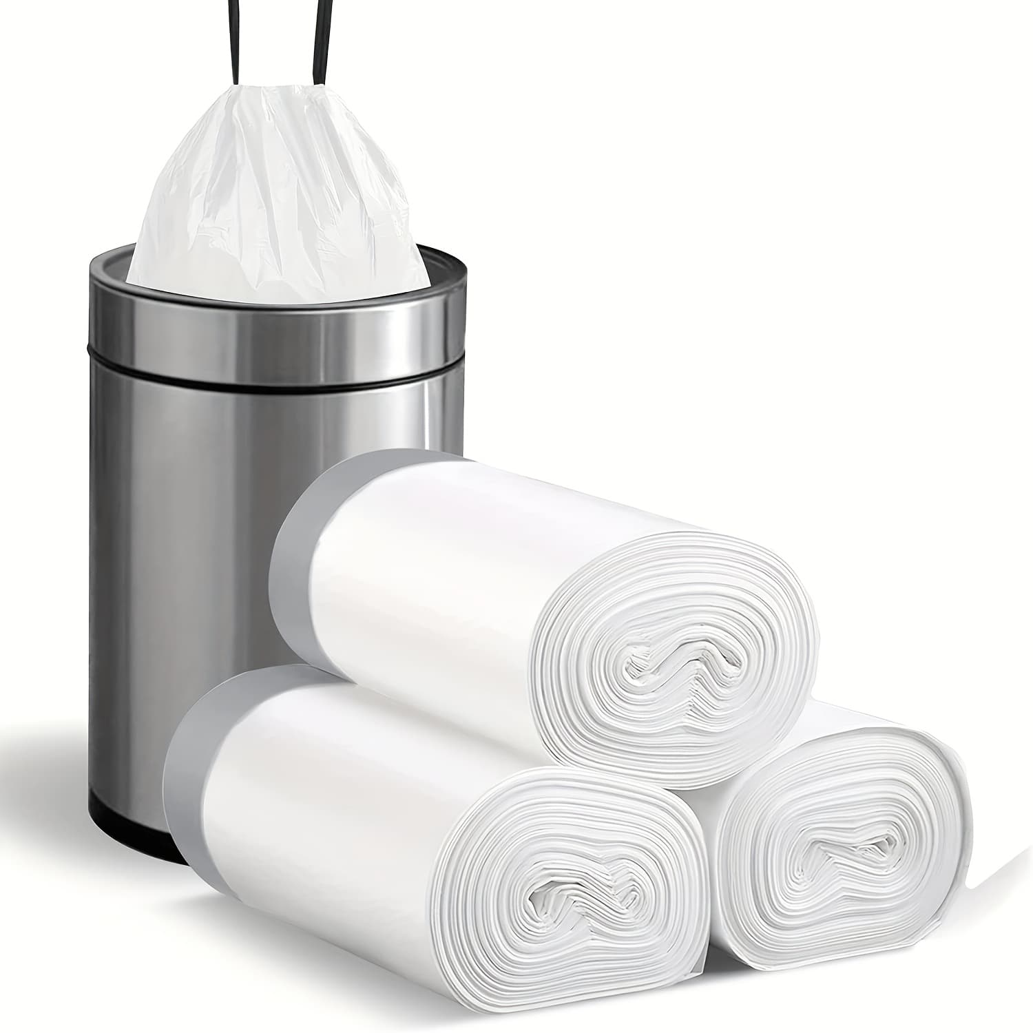 TEMU 45pcs/3rolls, Small Drawstring Trash Bags 4 Gallons, Plastic Trash Can Bags 15 For Bathroom Restroom Bedroom Office Toilet