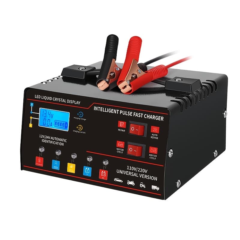 TEMU New Styles For Smart Charger For 12v And 24v, Lcd Screen, Repair Function, And Temperature Regulation Designed For Smart Charging Maintenance Of Car, Truck, , Lawn Mower, Boat, And Motorcycle thumbnail 2