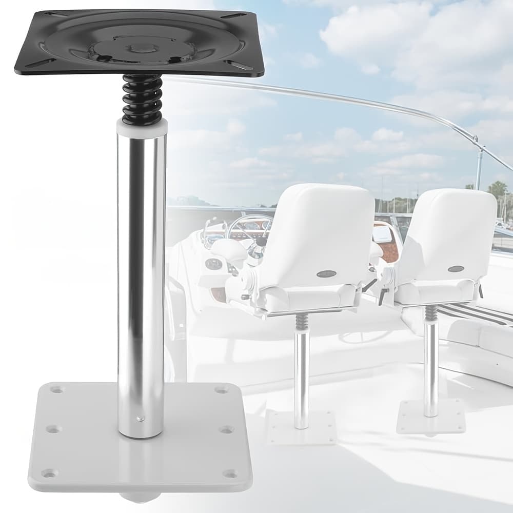 TEMU 1pc Heavy-duty Marine Boat Seat Pedestals Mount Kit With 7"x7" Base, & Adjustable Height - -resistant Black Powder-coated /, Fishing & Boat Pedal Post For Seat Installation (compatible With