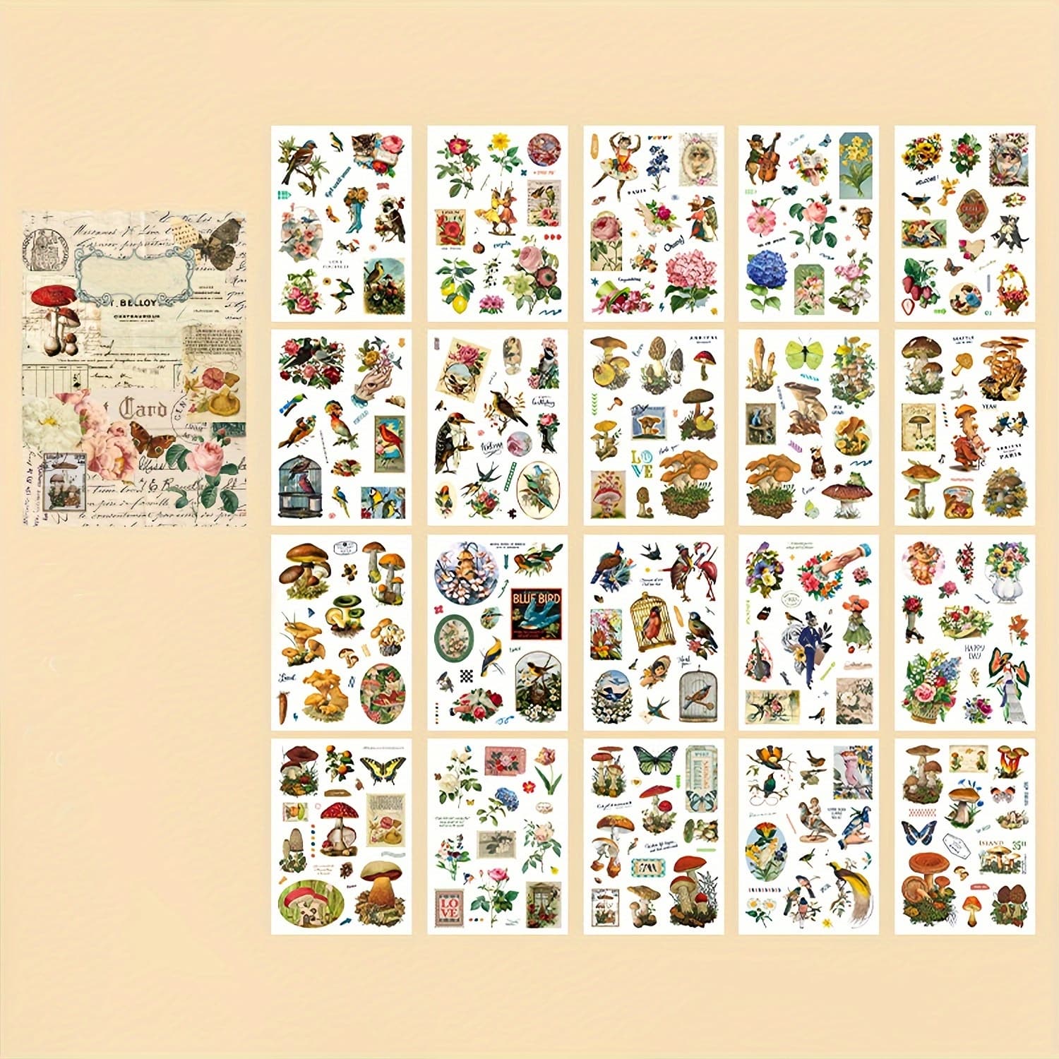 TEMU 1 Book Of 20 Sheets Of Plant, Flower, And Pattern Decorative Scrapbooking Stickers In Materials