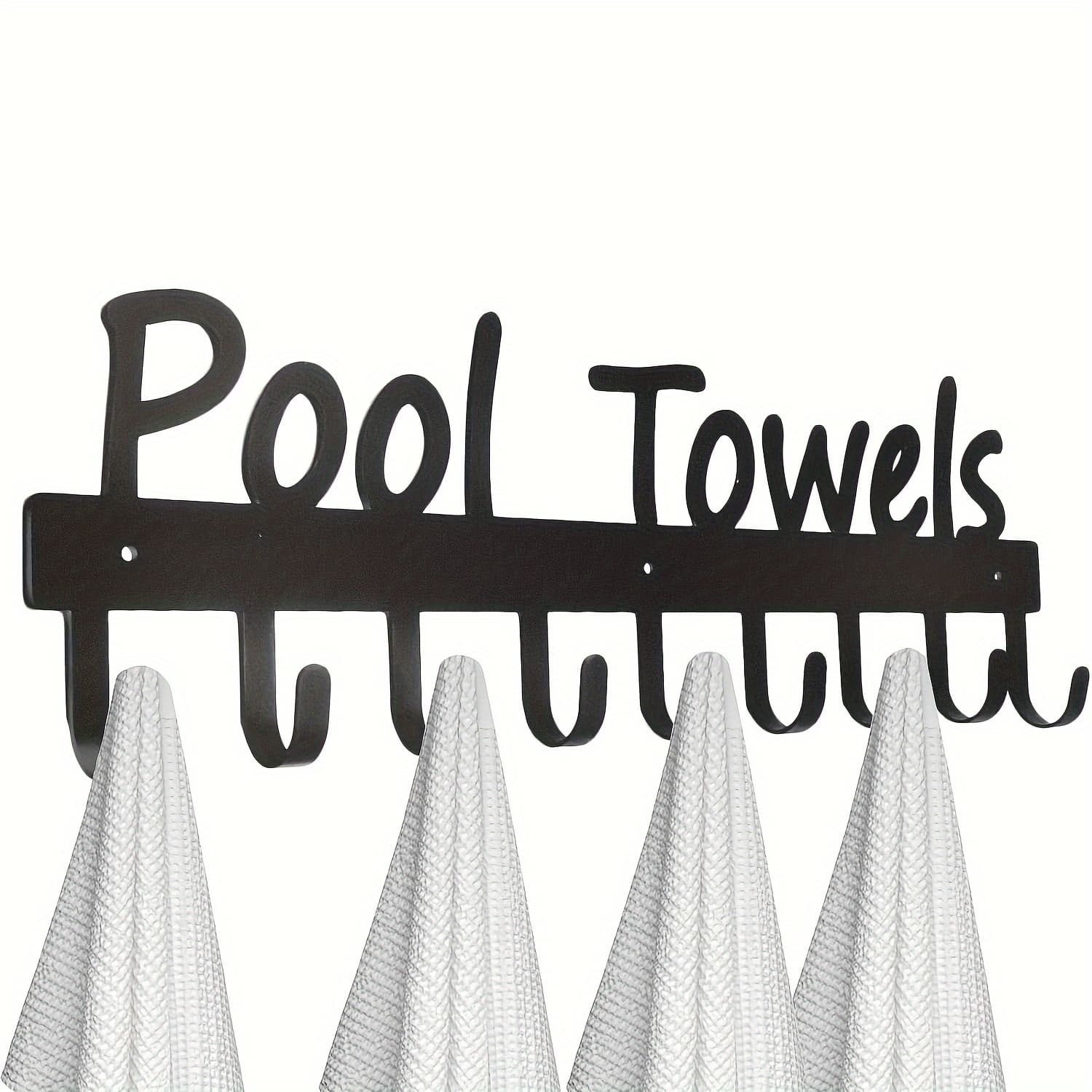 TEMU A Black Towel Rack For Outdoor Swimming Pools With 9 Hooks For Towels, Bathrobes, And Clothes