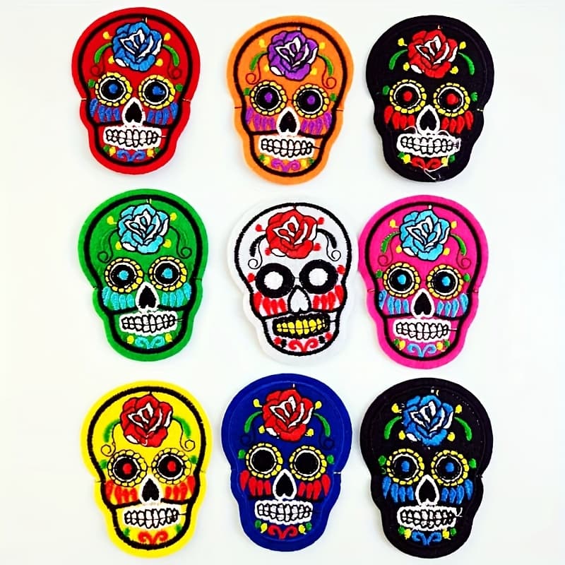 TEMU 9 Embroidered Patches, Colorful Heat Transfer Decorations, Featuring Designs, Suitable For Jackets, Jeans, Bags, And Crafts,