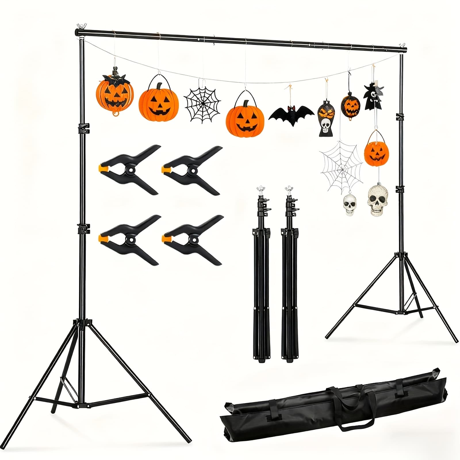 TEMU Sh Backdrop Stand 10x7ft(wxh) Photo Studio Adjustable Background Stand Support Kit With 4 Crossbars, 4 Clamps, Carry Bag