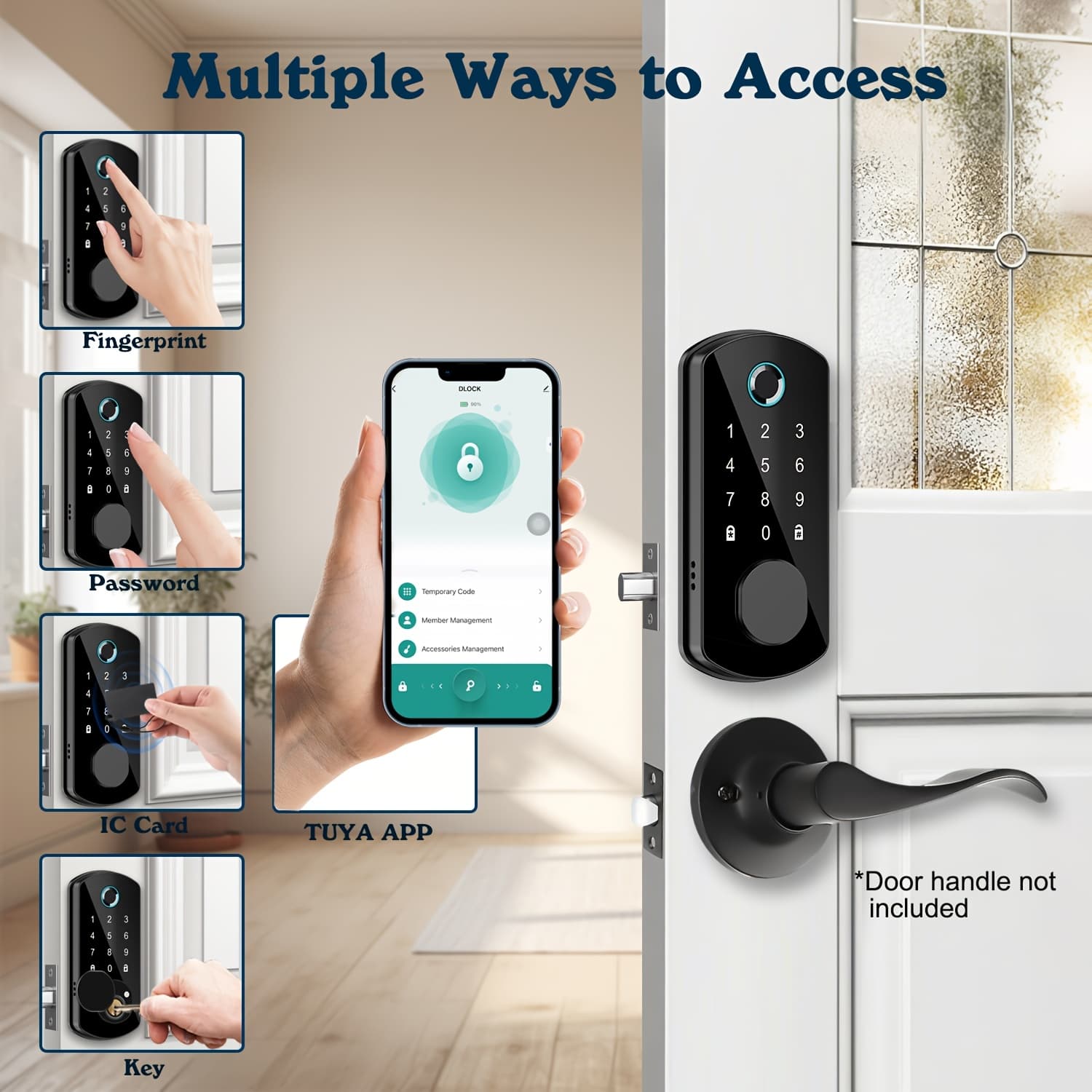 TEMU Smart Door Lock, Smart Fingerprint Door Lock, Home Smart Door Lock (app/fingerprint/password/ic Card/key), Remote Unlocking, Keyless Entry Door Lock, Home Security, , Christmas
