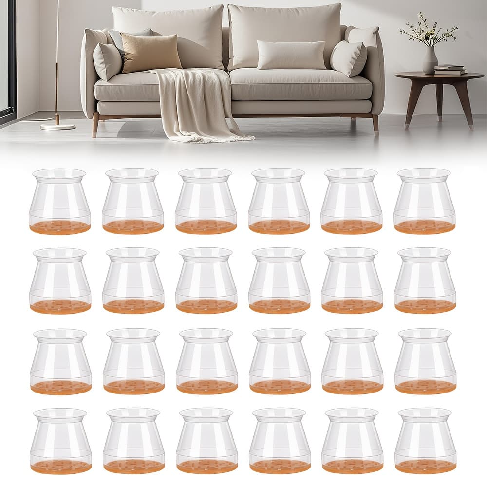 TEMU [silicone Chair Leg Protectors] 24-pack Silicone Chair Leg Protectors With Felt Pads | Scratch-proof Furniture Caps, , Noise Reduction, Versatile Fit For Home And Office Furniture