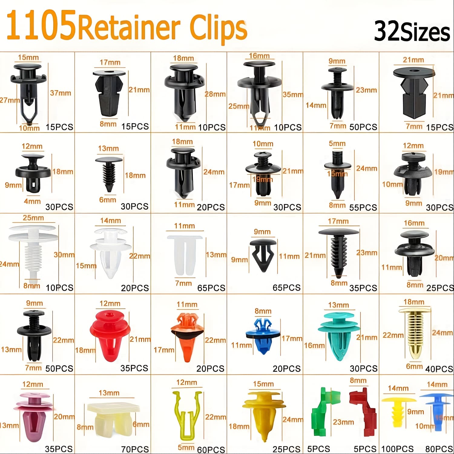 TEMU 1105pcs Automotive Four-layer Plastic Expansion Screw Clip