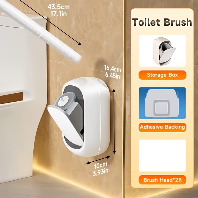 TEMU Toilet Brush With Handle, Wall-mounted Design, Household Toilet Brush, Flexible Design, Convenient For Cleaning, Suitable For Use In Bathrooms And Toilets