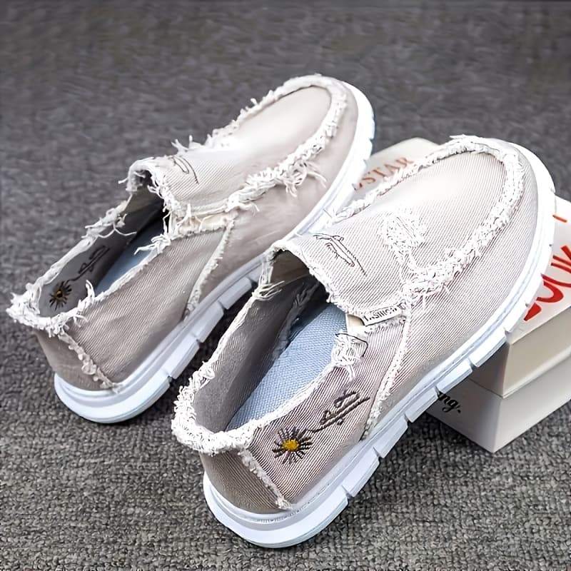 TEMU Women's Slip-on Sneakers - Breathable Fabric Upper And Lining, Comfortable Rubber Sole, Low-top Casual Shoes Suitable For All , And All-, Versatile Design, , Comfortable For Daily Wear, Women