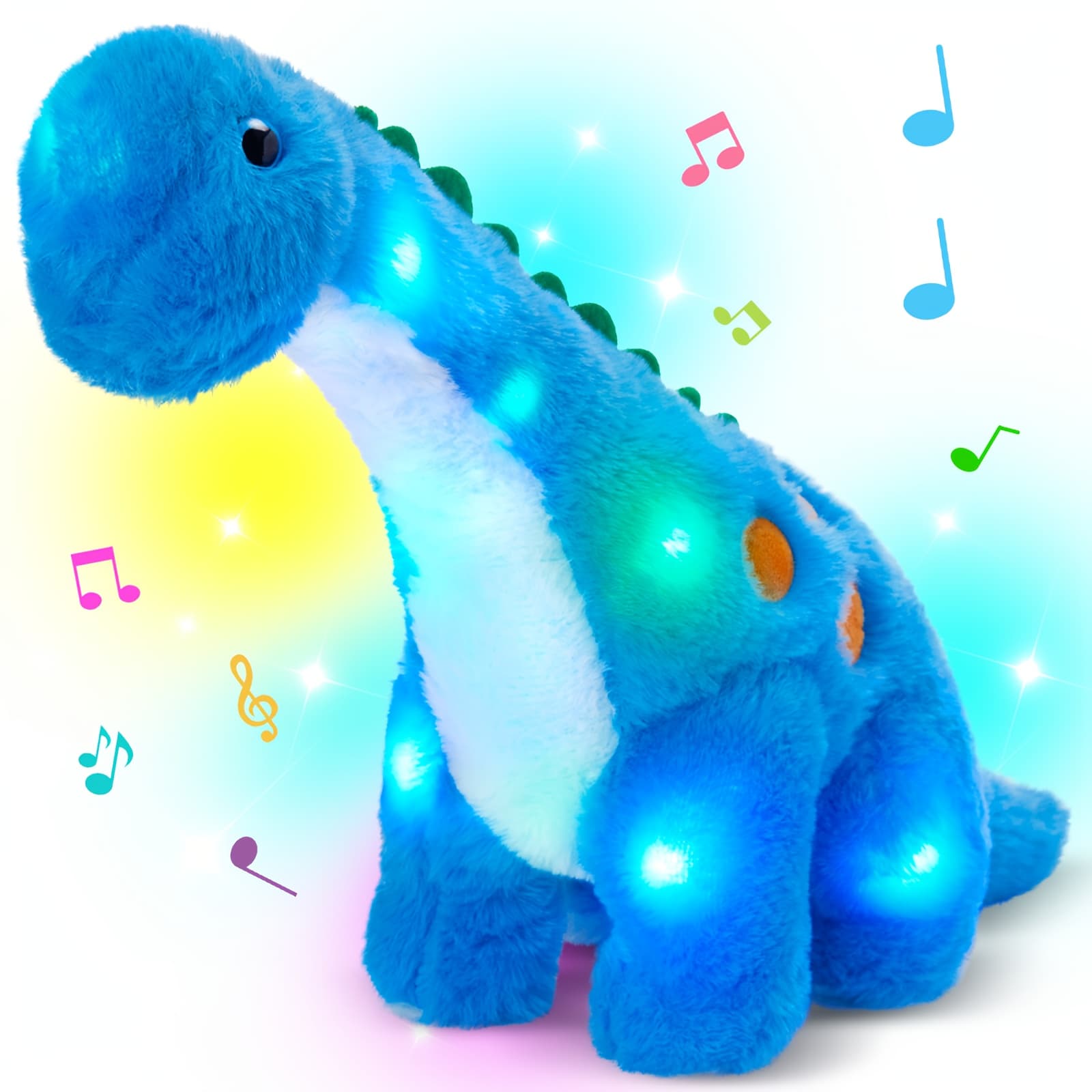 TEMU Musical Glowing Plush Toy, Glow In The Dark Stuffed Animal, Gifts, Cute Soft Children's Playing Doll, Dinosaur Theme Birthday Gift Plush Toy For Kids