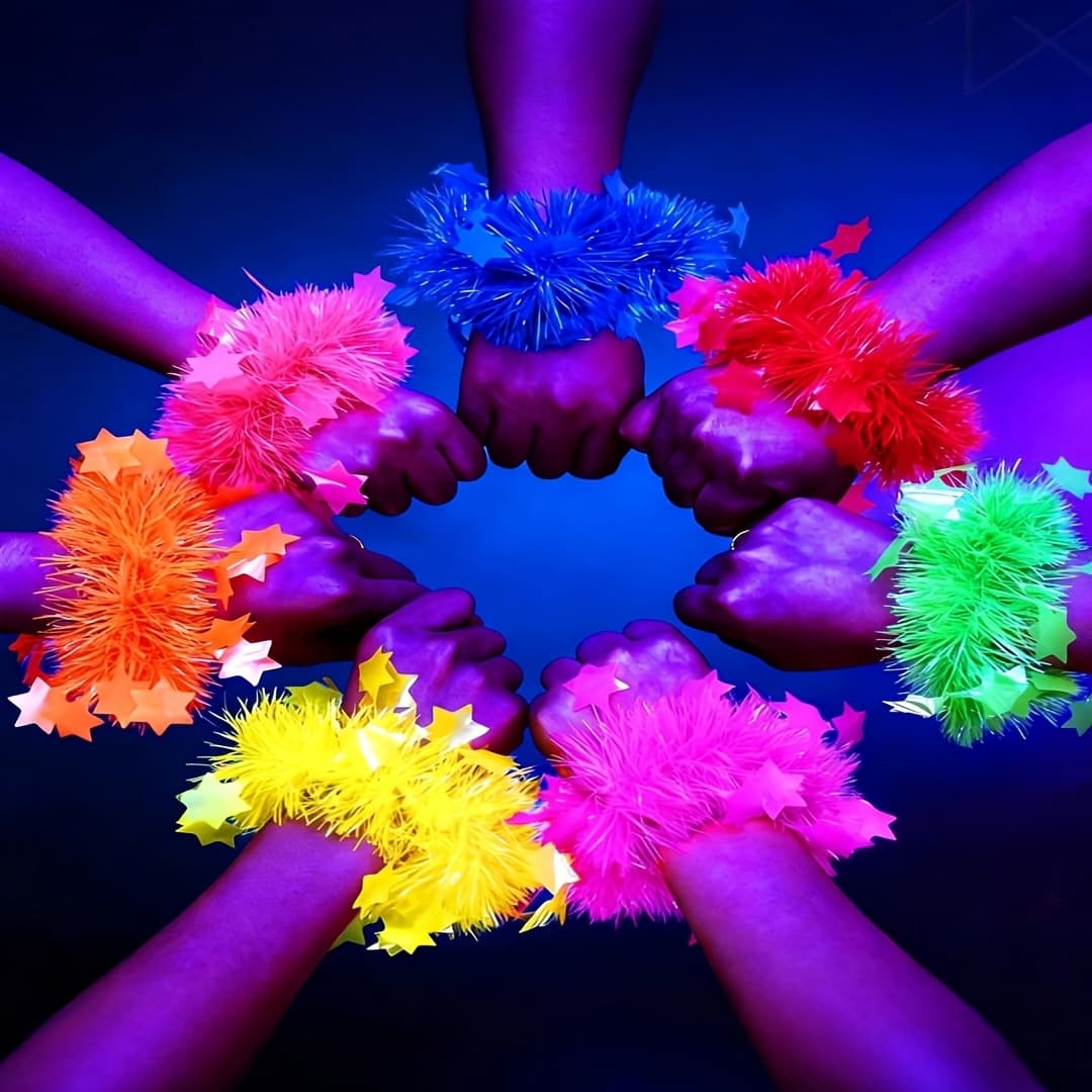 TEMU 7pcs Set Of Star Bracelets, Fluorescent Bracelets, Uv-responsive Gifts, Suitable For Bachelor/bachelorette Parties, Weddings, Music Festivals, Birthday Parties, And Other Occasions