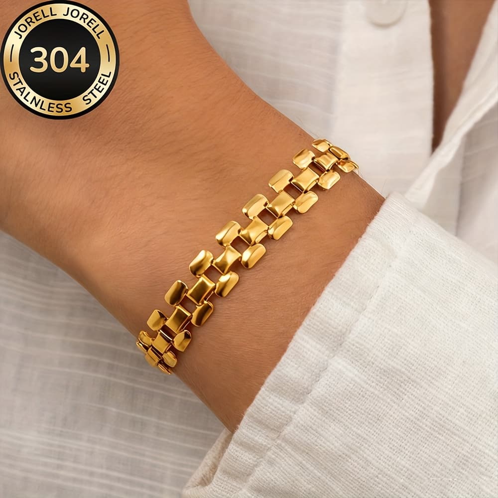 TEMU High-quality Stainless Steel Golden Bracelet, Fade-resistant, Simple And Elegant, Fashionable Women's Bracelet For Daily Wear Or Parties, Women's Jewelry, Exquisite Gift For Women