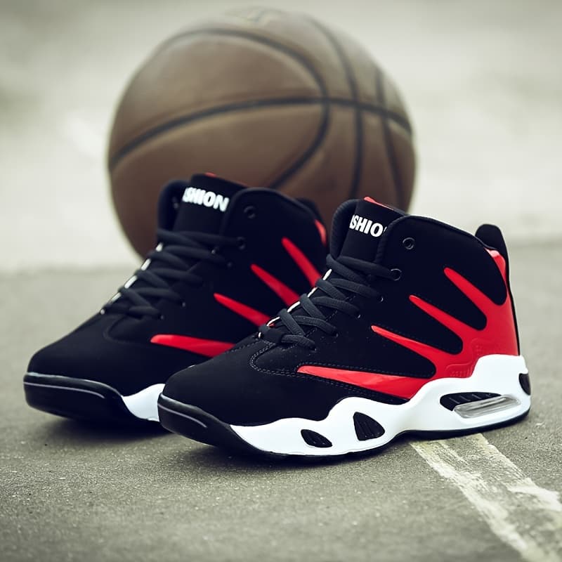 TEMU [sneakers] High-top Basketball Footwear For Men - Features Anti-slip And Shock-absorbing Technology, Ideal For Use And Outdoor Activities , Leisure, Running, Hiking, Mountaineering, And Training