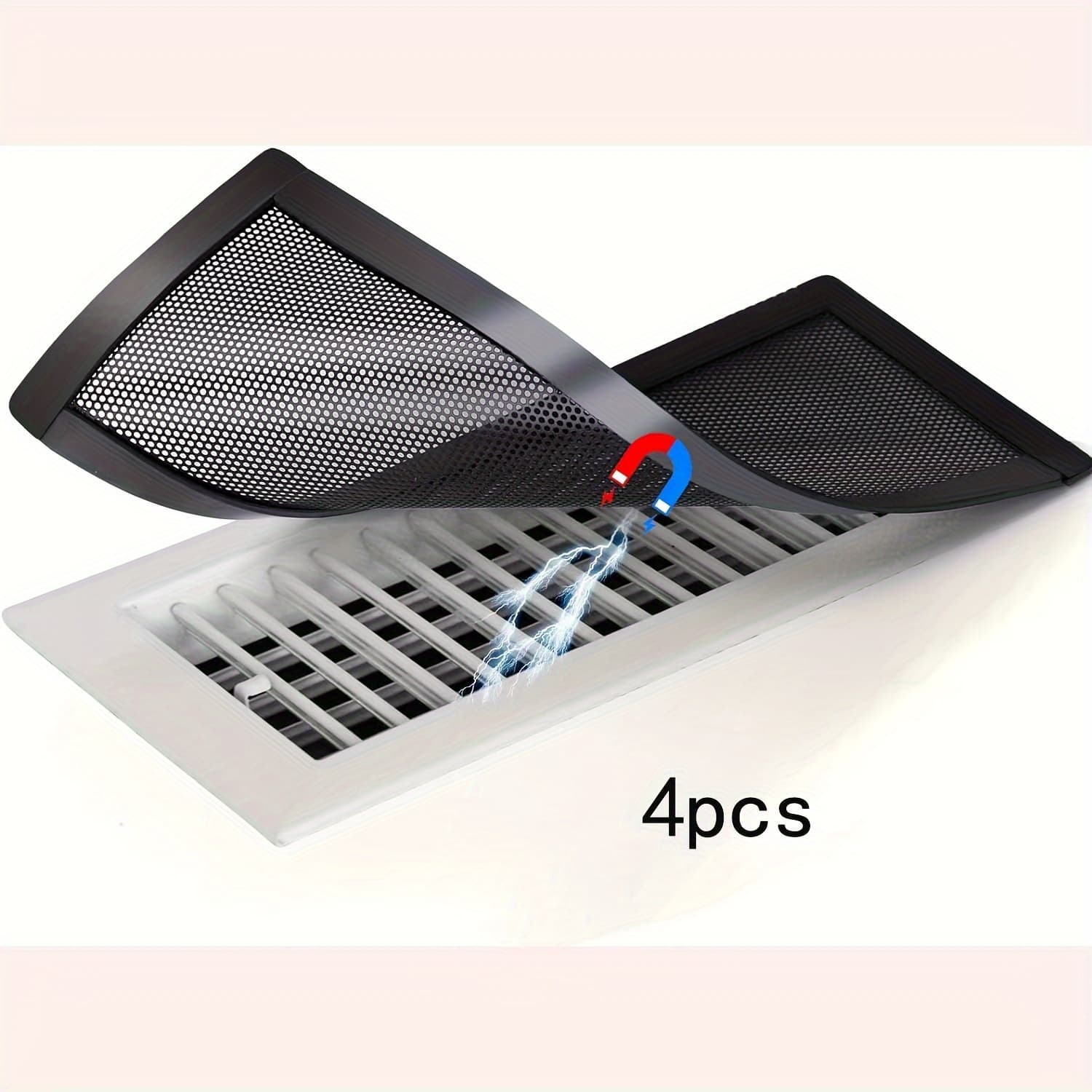 TEMU 4 Magnetic Floor Vent Covers, 4x10-inch Pvc Mesh Screens, Suitable For Home Ceiling And Floor Vents To Prevent Dust, , And Pests