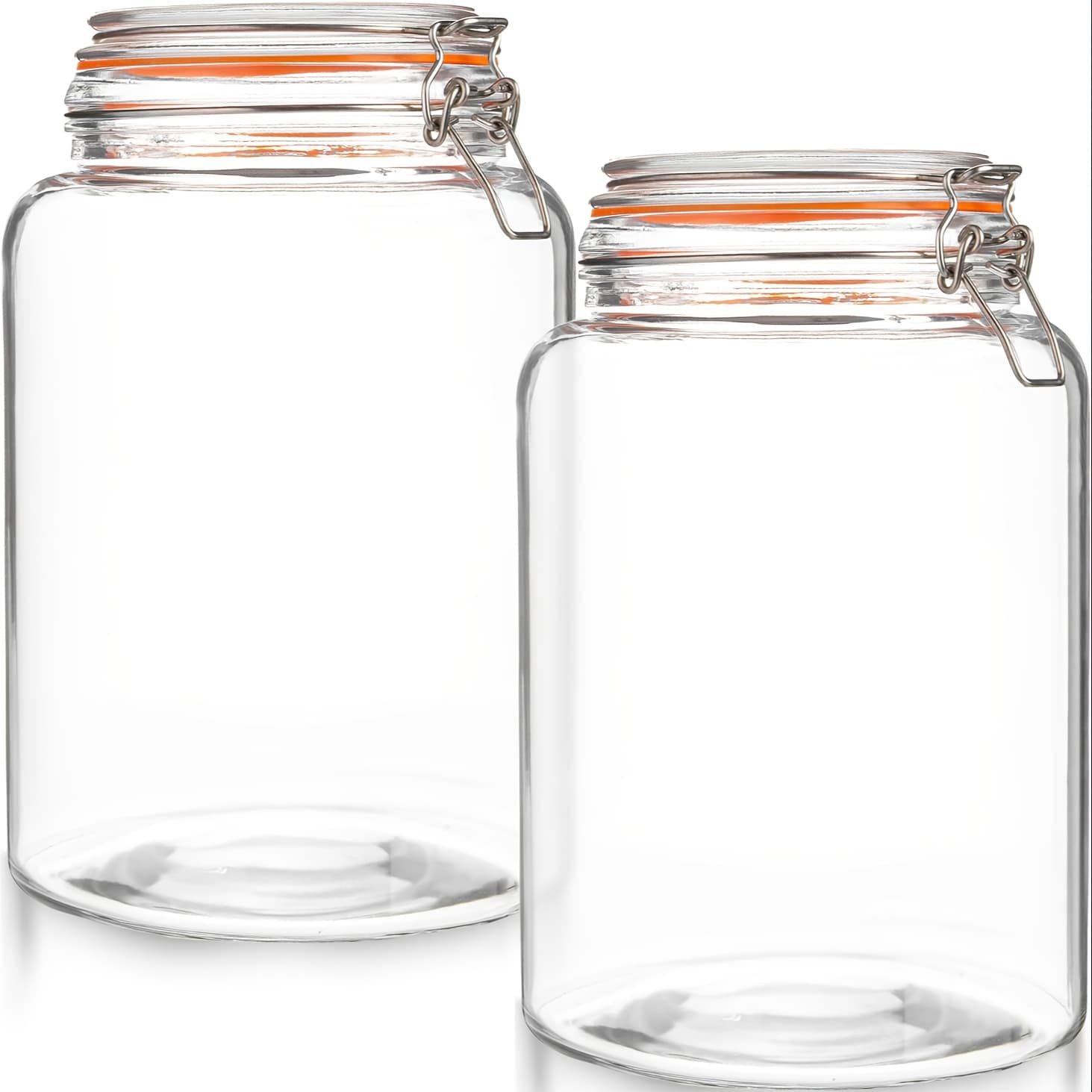 TEMU 1 Gallon Glass Mason Jar With Hinged Lids, Extra Airtight Leakproof Sealed Canning Jars, Pickling Container, Preserving & Flour Storage - Pack Of 2