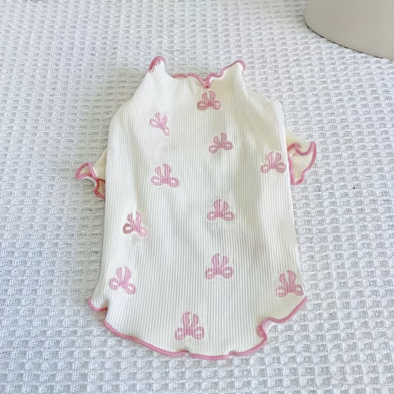 TEMU Christmas Pet Outfit: Pink & Print Two-leg Shirts With Matching Trim, Gift For Toy/small/medium
