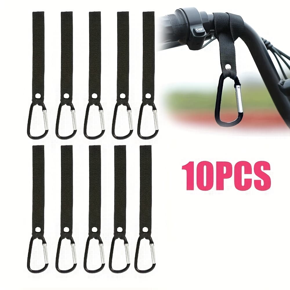 TEMU 10 Pack Carabiner Clips With Nylon Straps For Bicycle, Motorcycle, Wheelchair, Luggage, Scooter, Helmets, Shopping Bags, Small Carabiner Clip (color Random)