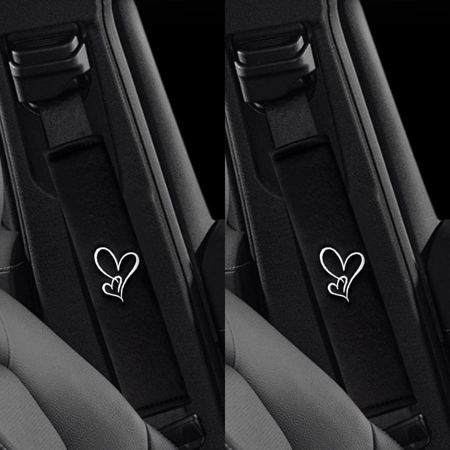TEMU 2pcs Car Seat Belt Shoulder Protectors - Embroidered Protective Covers, Durable Safety Belt Accessories, Suitable For Valentine's Day Gift, Interior Car Accessories