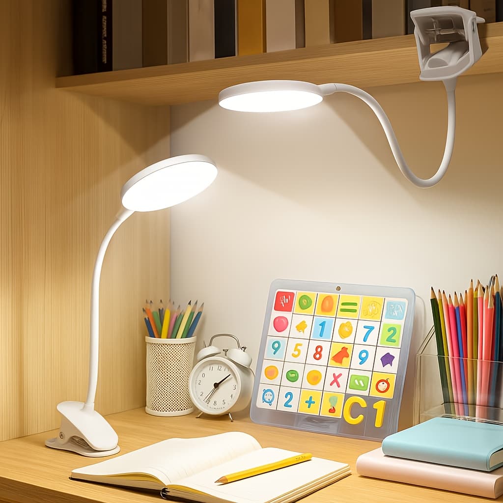 TEMU Dormitory Basic Clip- Wall Mounted, 3-color Portable Table Lamp Mini Clip-, Battery Operated Small Table Lamp With Clip, Reading Lamp For Book Bunk Bed Headboard Makeup1500mah