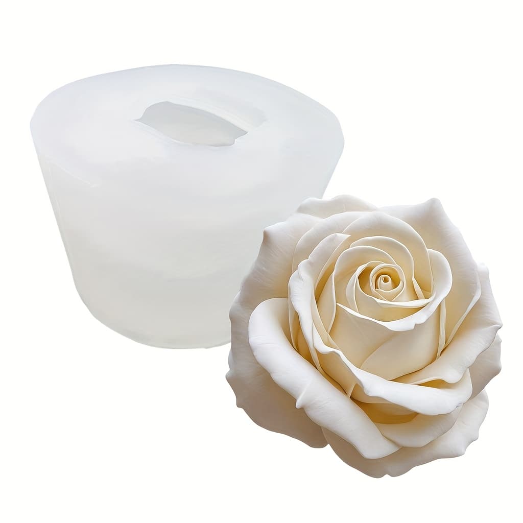 TEMU 1pc Silicone Rose Candle Mould For Scented Candle Making, Resin Casting Molds – 3d , Suitable For Candles, Resin, Soap, Plaster, Home Decor, Valentine's Day