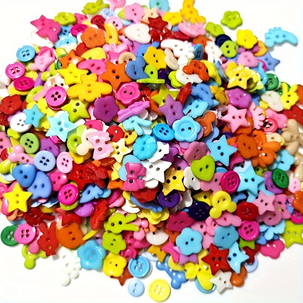 TEMU 30g Back-to- Mixed Shape And Color Plastic Buttons For Decoration And Sewing Additions