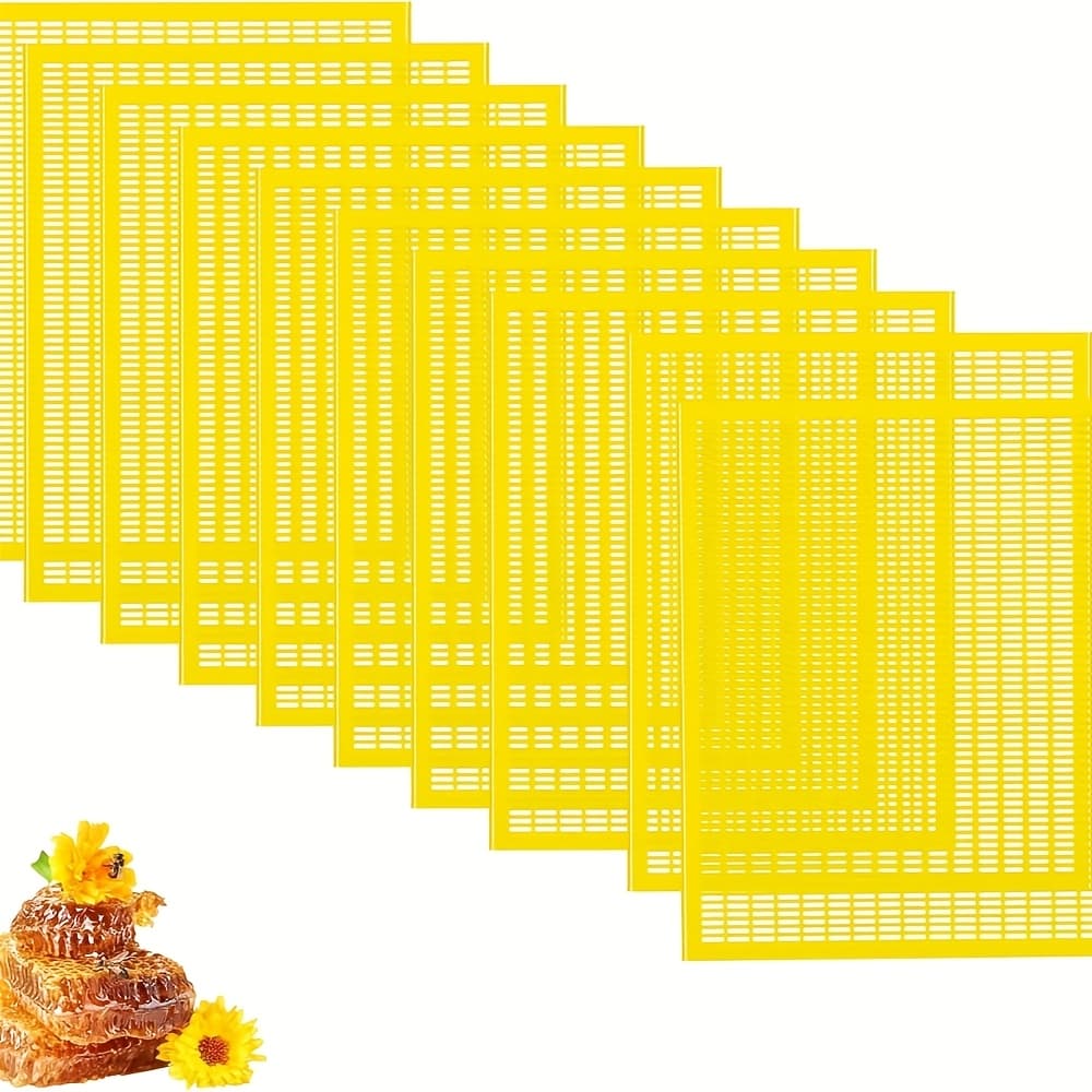 TEMU 10pcs Plastic | For Beekeeping, Separates Queen For Bee From Worker For Bees, Yellow, 10 Frames