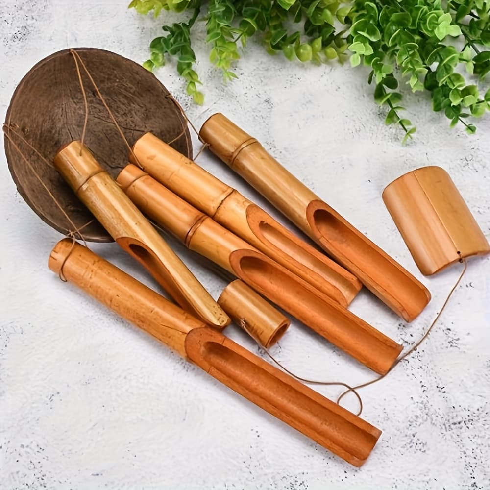 TEMU 1pc Outdoor Natural Bamboo Coconut Shell Wind Chime, 5-tube Bamboo Wind Chime, And Pleasant Sound, Autumn Decoration, Used As Christmas And Halloween Holiday Decoration And Gift