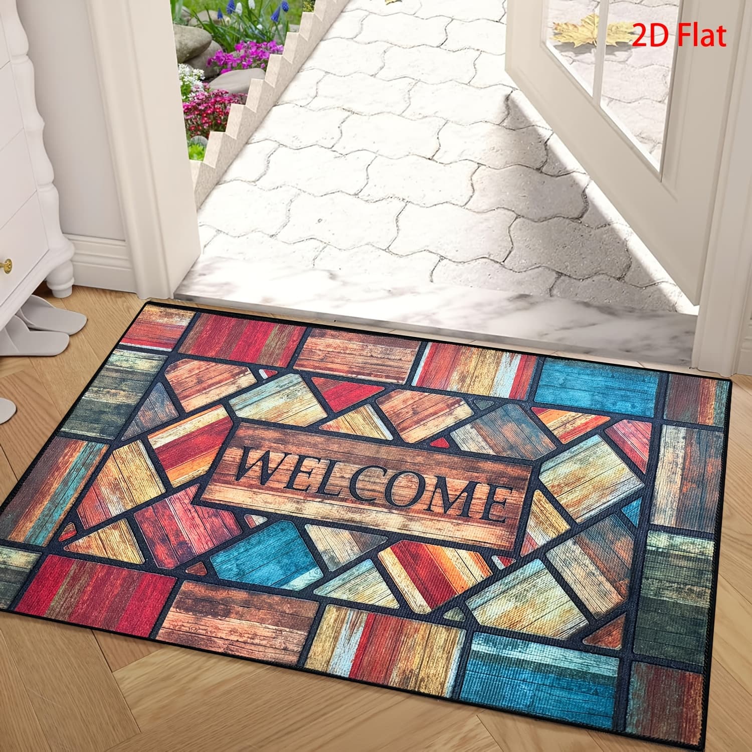 TEMU 【2d Flat】welcome Doormats Wooden Entrance Mat Non-slip Floor Mats Indoor Use Home Decor