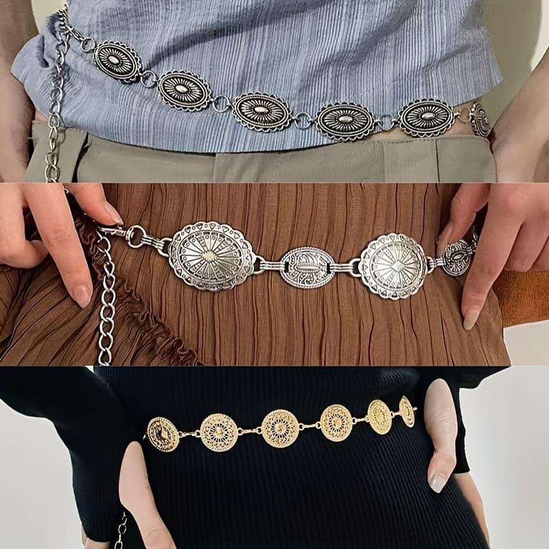 TEMU 3pcs Set Vintage Hollow Carved Bohemian Style Belt/suitable For Women's Skirt/shirt/suit/jeans Additions - Full Of Fashion