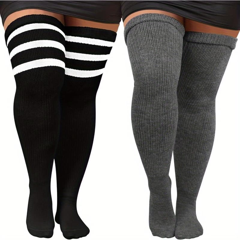 TEMU Plus Size Thigh Highs Socks Over Knee Socks Oversized Thigh High Stockings With Garter Belt For Women