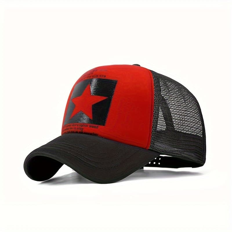TEMU Pentagram Print Unisex Trucker Hat Mesh Breathable Lightweight Baseball Block Casual Sports Dad Hats For