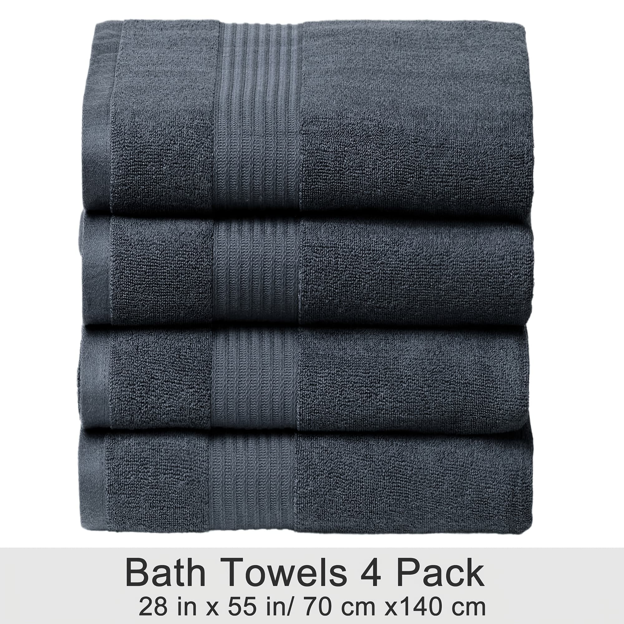 TEMU 4pcs Set | Super Soft & Absorbent 100% Cotton | Includes 4 Bathroom Towels | Plush Hotel Quality | Bathroom, Spa & Beach Use | Ideal Housewarming Or Family Gift, Perfect For Bathroom, Wash Cloths