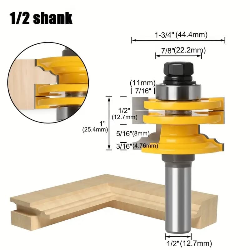 TEMU /2 Inch/8mm Rod Glass Door Rail And Door Frame Reversible Cutting Machine Position, Woodworking Tools Router, Gift For Boyfriend, Gift For Family