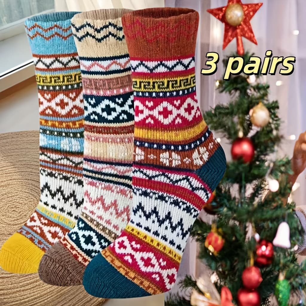 TEMU 5/3 Pairs Of Men's And Women's Thick Autumn Winter Colored Warm Mid-tube Wool Socks