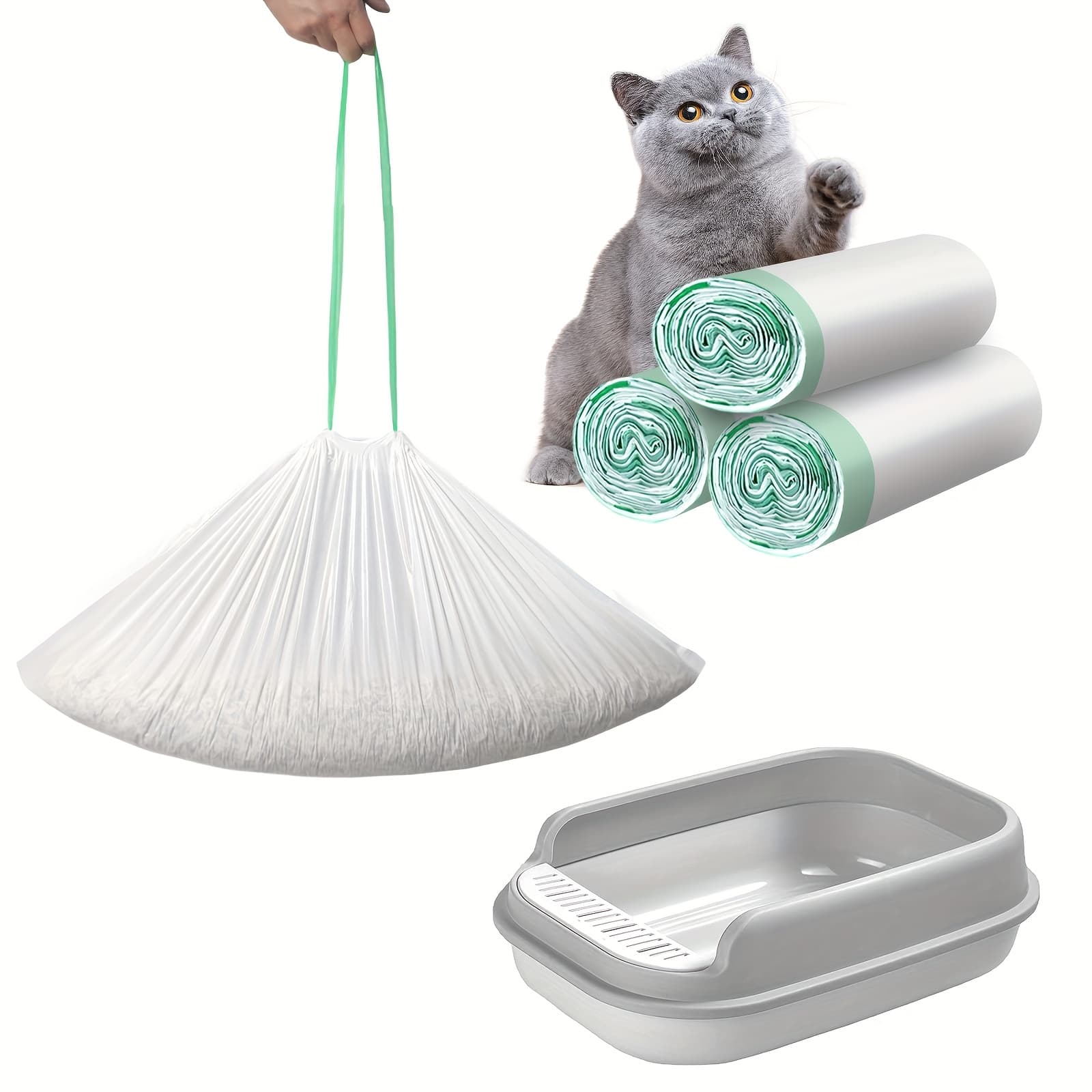 TEMU Cat Litter Liners Large, Jumbo Drawstring Pet Extra-thick Bag-30/40/50/60pcs 35.4" X 17.7"