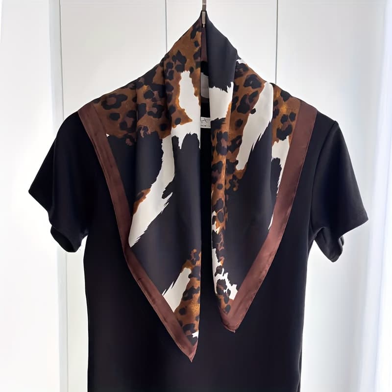 TEMU Elegant Black & Print Scarf - Luxury Neck Wrap, Headpiece & Shawl, Versatile Non-stretch For Parties Weddings Everyday Outfits, Hand/, Short Hair Accessory
