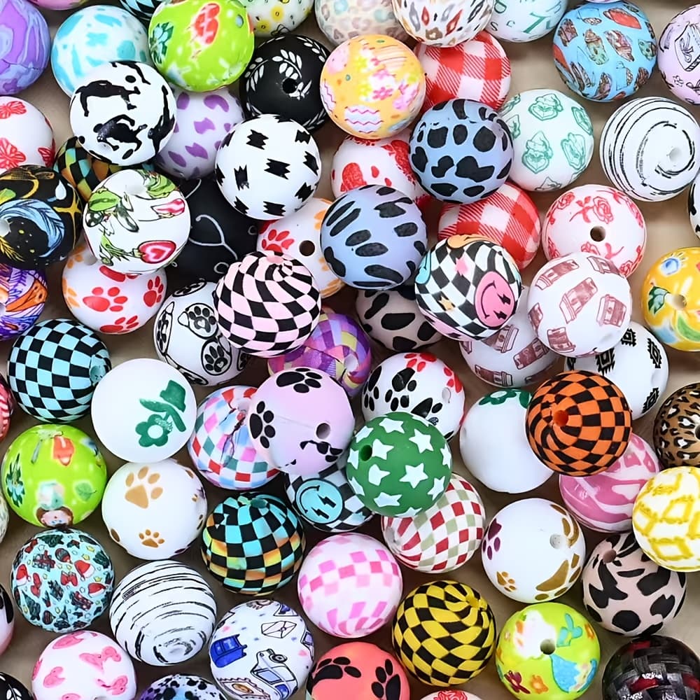 TEMU 50pcs/100pcs Mixed 15mm Silicone Beads | Multi Colored | Silicone | Perfect For Diy | Pens Bracelets, Keychains, Gift Accessories | Creative