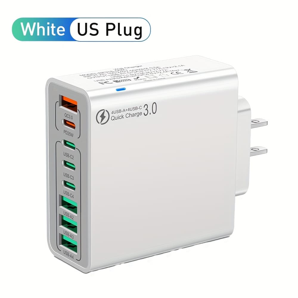 TEMU Kaxoe Fast Charging Mobile Phone Charger, 8 Ports, 4usb And 4pd, Charger, Wall Charger, For Iphone//laptop Etc