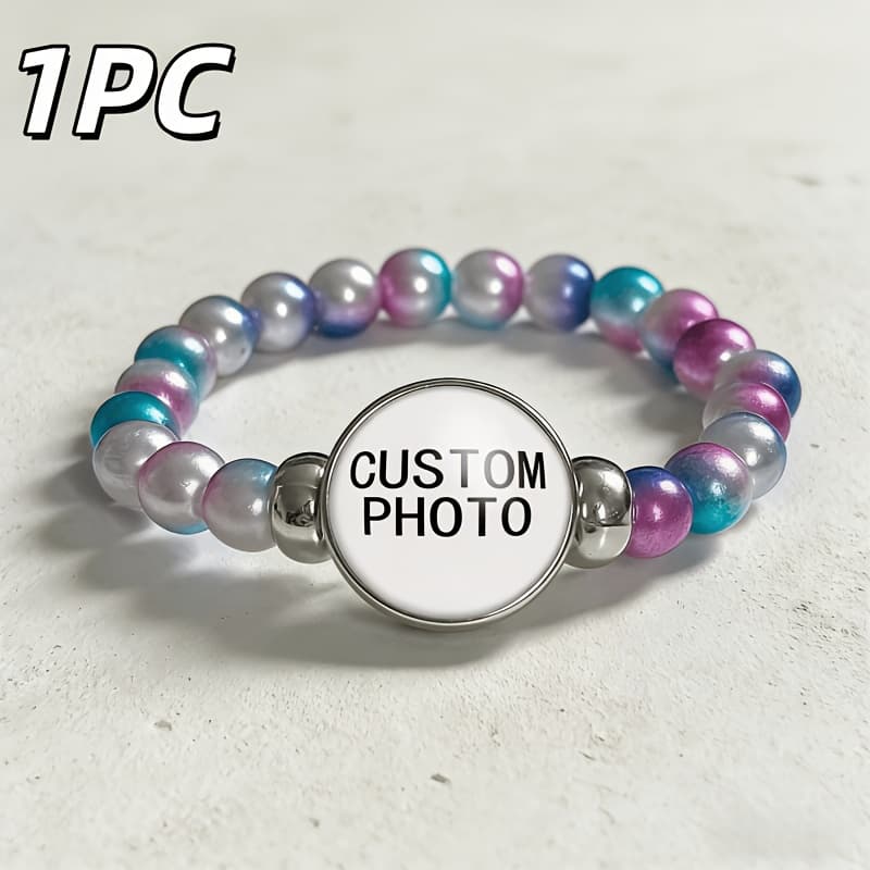 TEMU [customized] Personalized Custom Photo Gift Personalized Custom Men's Colorful Beaded Bracelet Picture Custom Bracelet Custom
