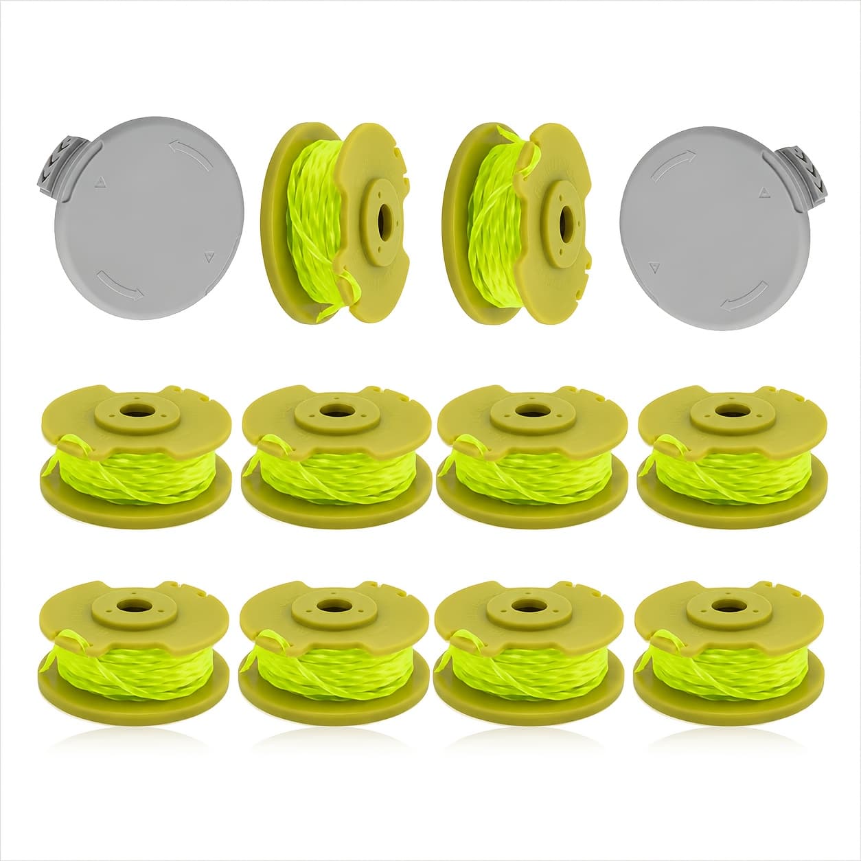 TEMU Weed String Compatible With Ryobi + Ac80rl3, 0.08'' String Trimmer Line, String Compatible With Ryobi 18v, 24v, 40v Trimmers (10 Replacement Spools, 2 Trimmer Covers)