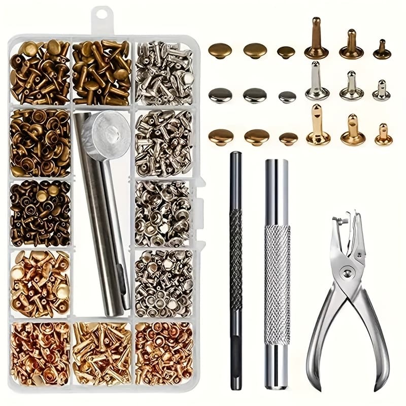 TEMU 300pcs Double-sided Rivets With Hole Punch Pliers And Hole Punch Tool, 3 Sizes, 3 Colors, Rivets