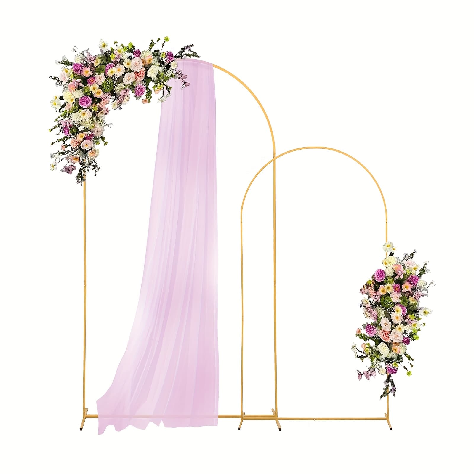 TEMU Set Of 2 Golden Metal Wedding Arch Backdrop Stand (7.2ft And 6ft), Balloon Arched Frame Backdrop Stand For Parties, Wedding Birthday Baby Shower Graduation Holiday Ceremony Supplies Decor