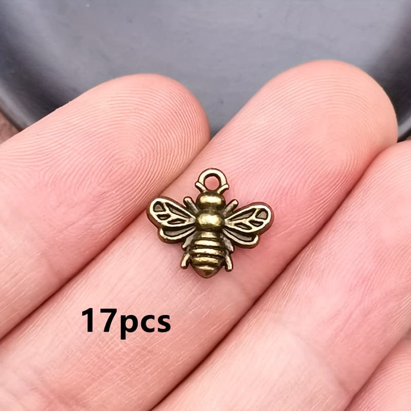 TEMU 17pcs Bohemian Bee Pendant Charms - 14x11mm Alloy, Handmade For Bracelets, Necklaces, Earrings, Fashion Accessories, Making|vintage Aesthetic|durable Alloy