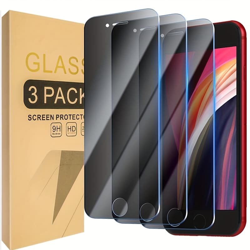 TEMU Privacy Screen Protector For Iphone Se 2022/se 2020/8/7 4.7 Inch 3-pack, Tempered Glass Film Anti-spy Scratch Resistant 9h Hardness Case Friendly